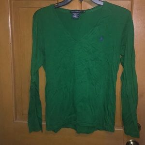 Long Sleeve Green Polo Top